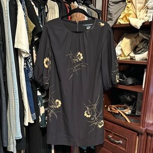 Black Floral Dress with Puff Sleeves